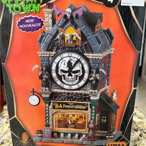 Lemax Spooky Town Haunted Clock Tower with Skull Design